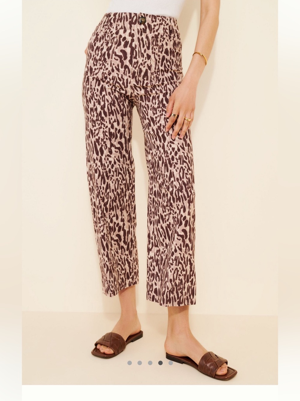 28 Anthropologie Maeve Colette Leopard print
 Cropped Wide-Leg Pants Brown Cream